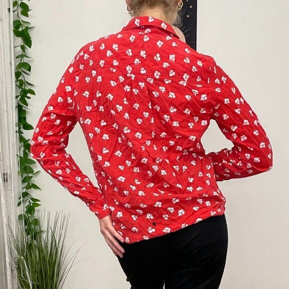 & Other Stories Floral Button-Up Shirt Long Sleeve Size 10 Red - Picture 4 of 5